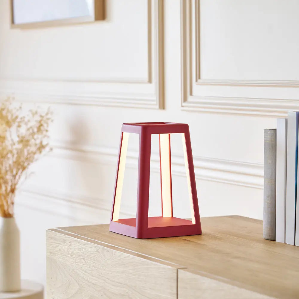Lexon Lantern Portable Lamp with Built-in Wireless Charger - Red