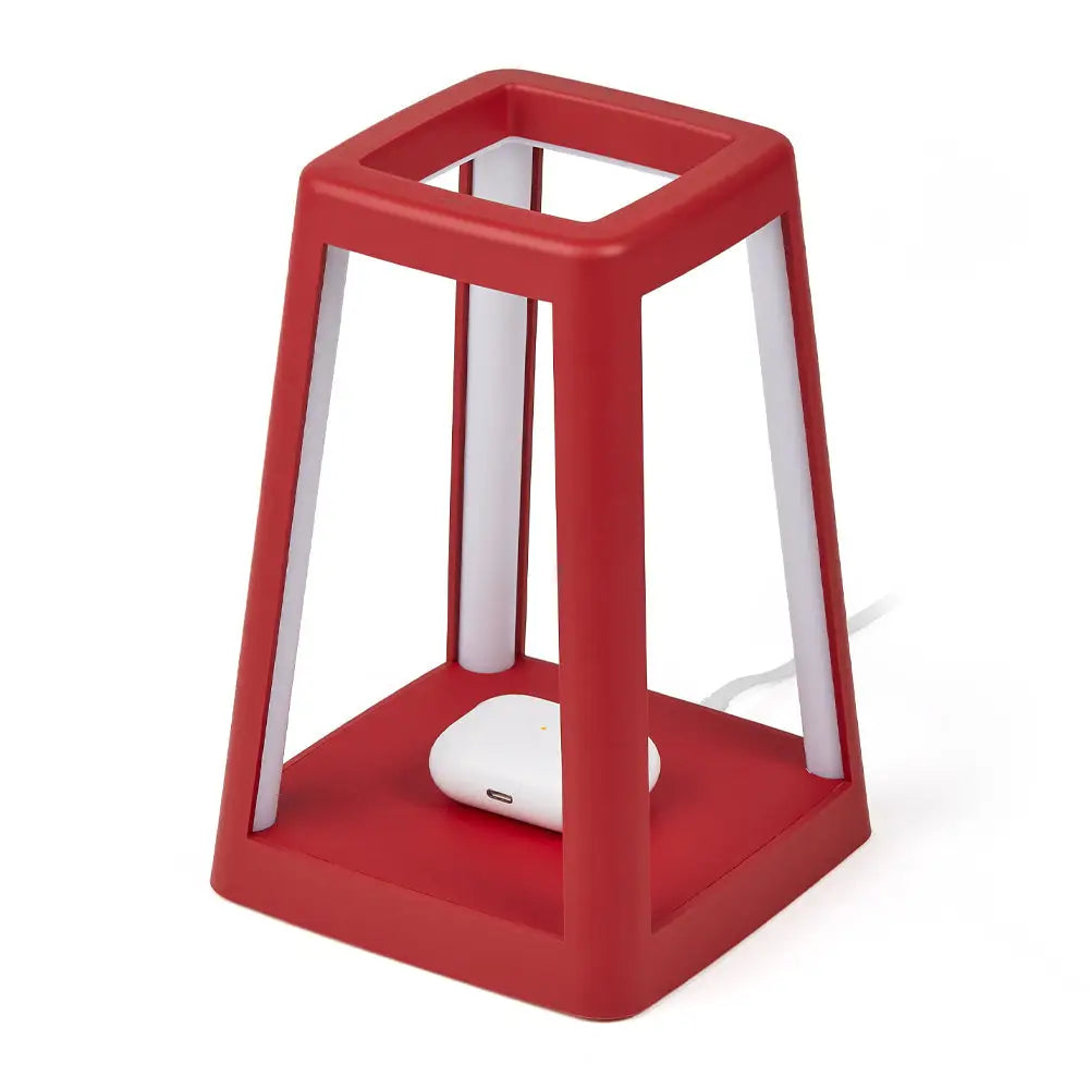 Lexon Lantern Portable Lamp with Built-in Wireless Charger - Red