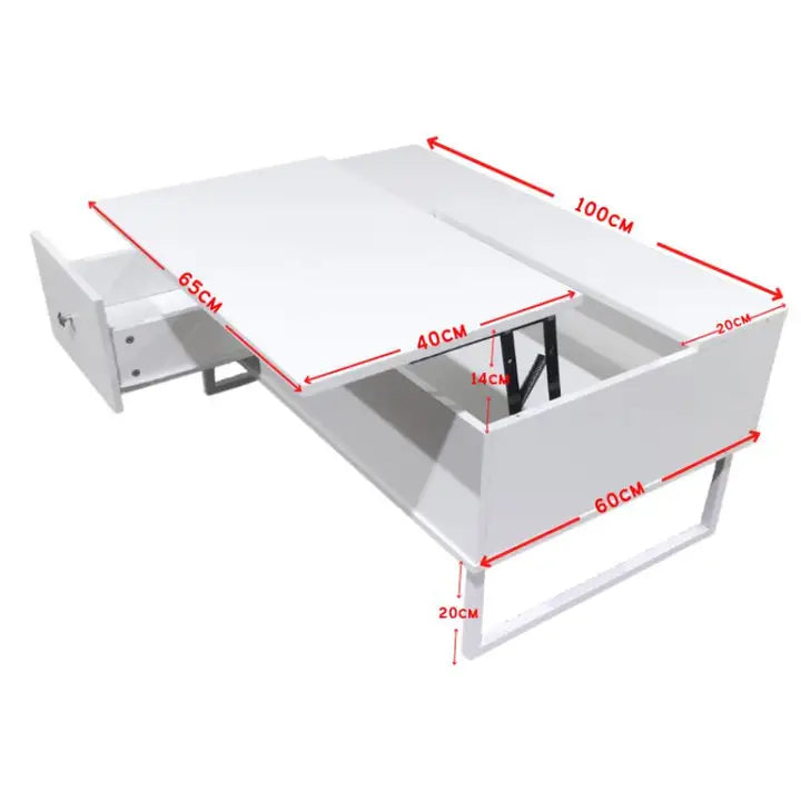 Lift Up White Coffee Table with Storage