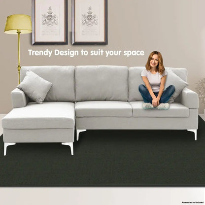 Linen Corner Sofa Couch Lounge L-shape W/right Chaise Seat Light Grey