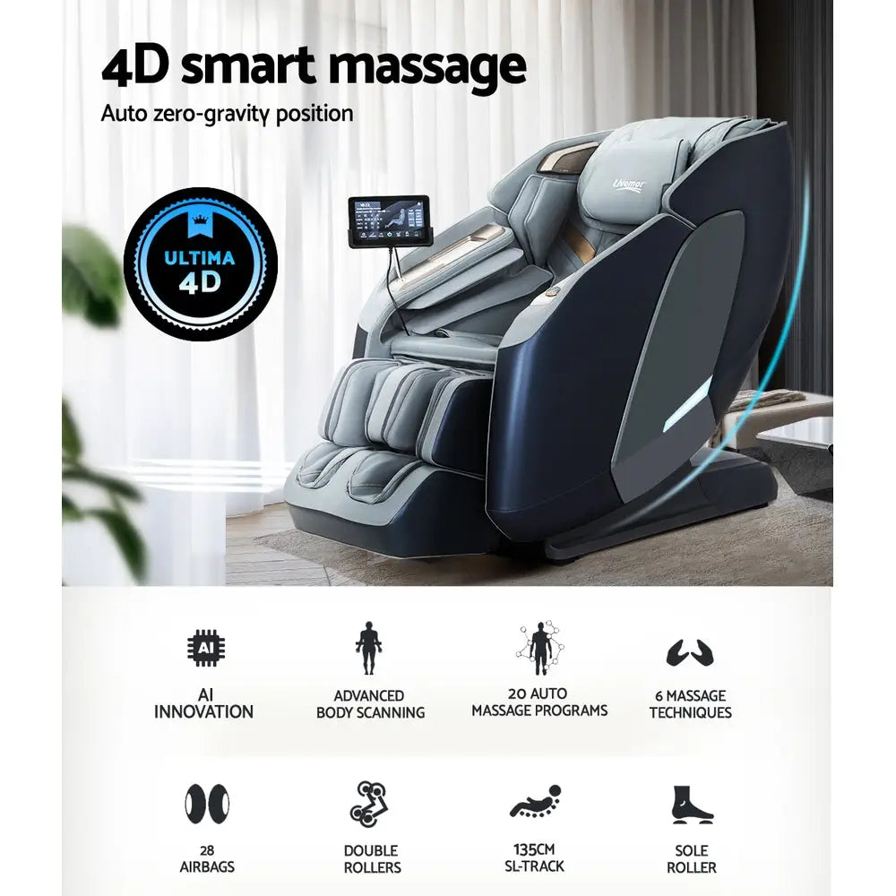 Livemor 4d Massage Chair Electric Recliner Double Core Mechanism Massager Melisa