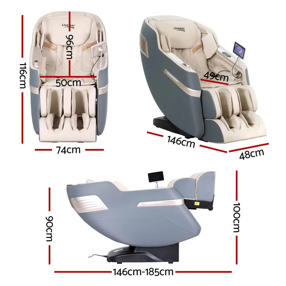 Livemor 4d Massage Chair Electric Recliner Home Massager Gray Sina
