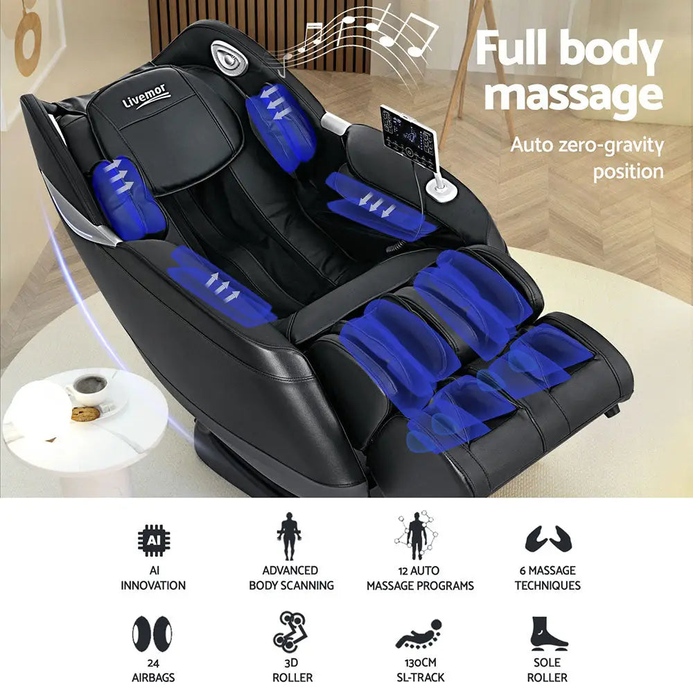 Livemor Massage Chair Electric Recliner Home 3d Massager Flynn