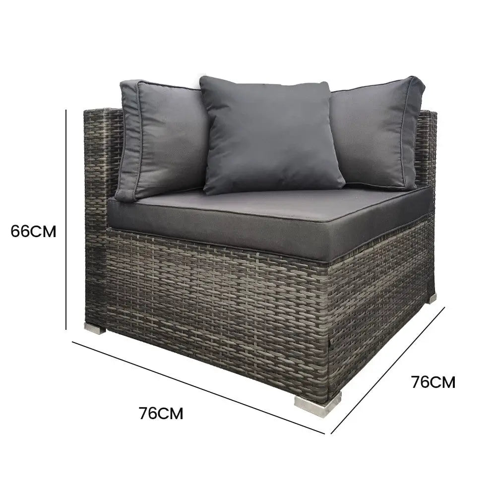 London Rattan 1 Seater Outdoor Corner Modular Lounge Chair Grey