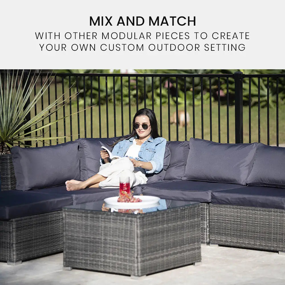 London Rattan 1 Seater Outdoor Corner Modular Lounge Chair Grey