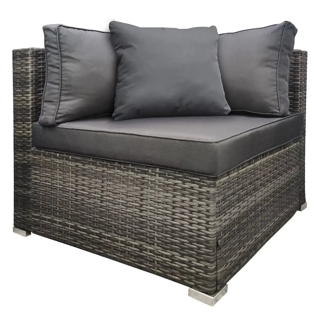London Rattan 1 Seater Outdoor Corner Modular Lounge Chair Grey