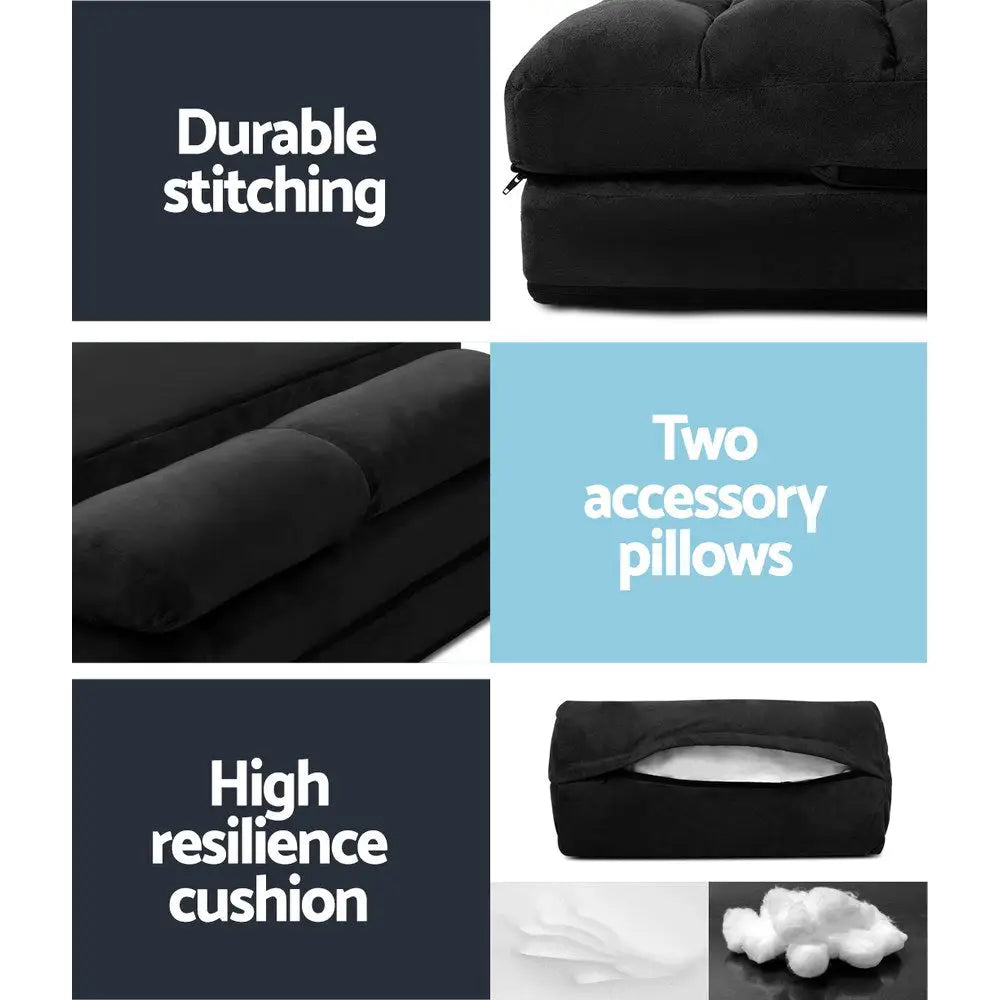 Lounge Sofa Bed 2-seater Charcoal Suede