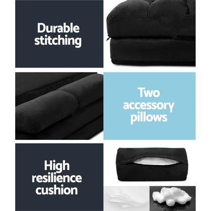 Lounge Sofa Bed 2-seater Charcoal Suede
