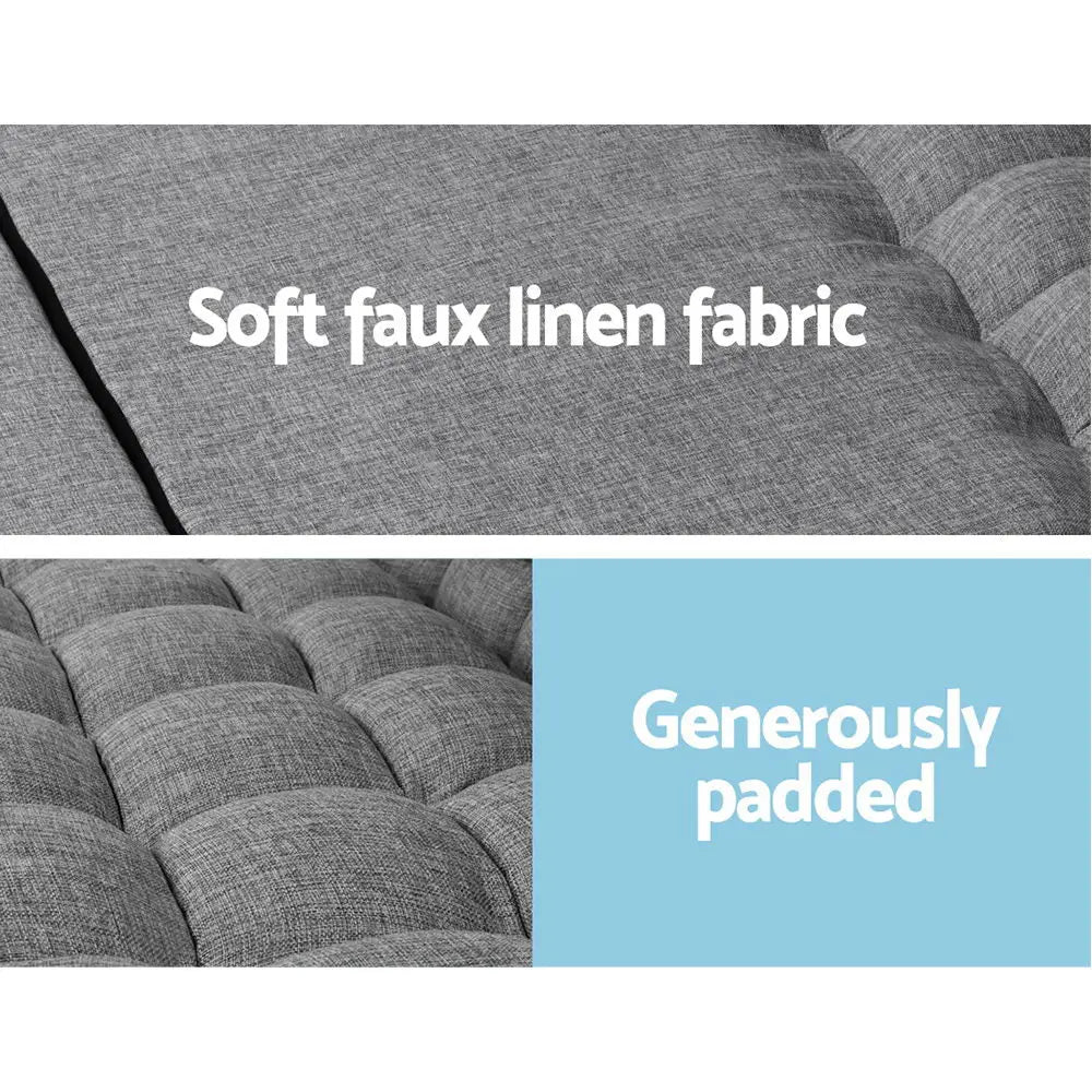 Lounge Sofa Bed 2-seater Grey Fabric