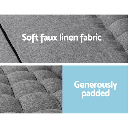 Lounge Sofa Bed 2-seater Grey Fabric