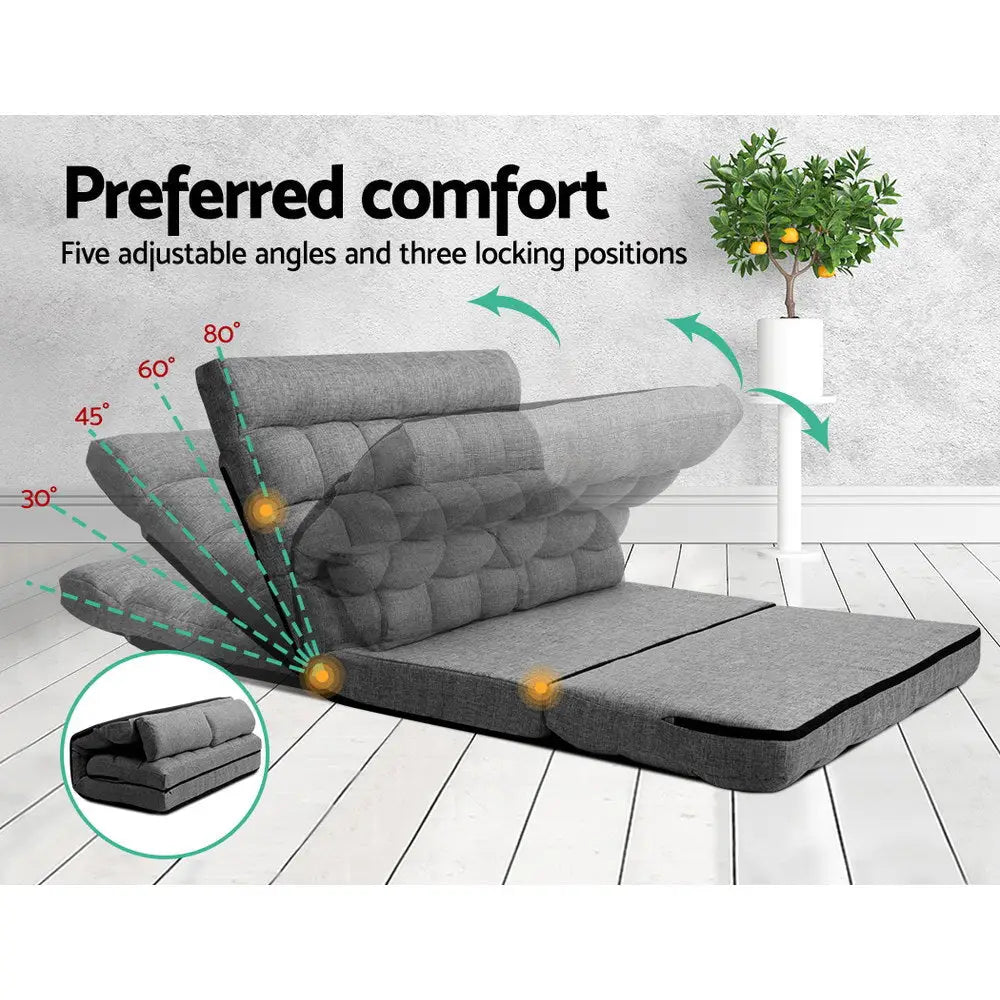 Lounge Sofa Bed 2-seater Grey Fabric