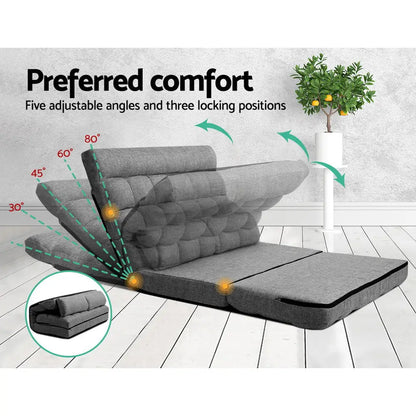 Lounge Sofa Bed 2-seater Grey Fabric