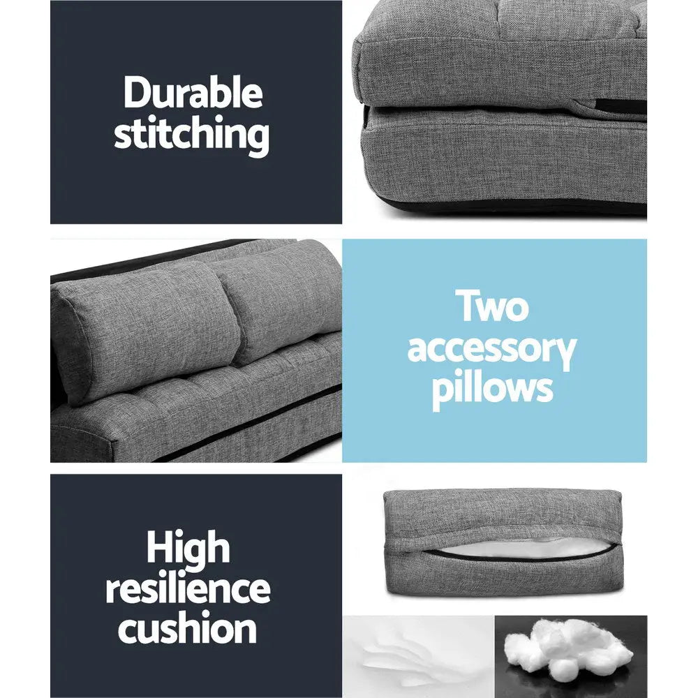 Lounge Sofa Bed 2-seater Grey Fabric