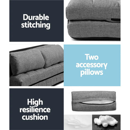 Lounge Sofa Bed 2-seater Grey Fabric