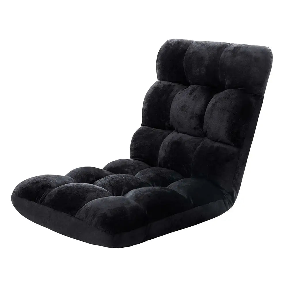 Lounge Sofa Bed Flannel Fabric Black