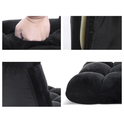 Lounge Sofa Bed Flannel Fabric Black