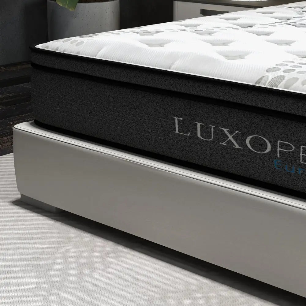 Luxopedic Pocket Spring Mattress 5 Zone 32cm Euro Top Memory Foam Medium Firm - Queen - White Grey
