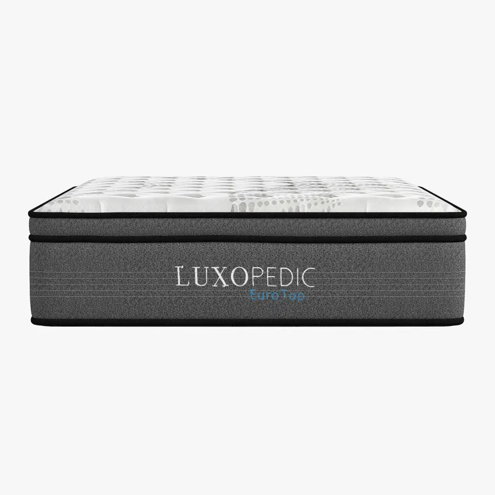 Luxopedic Pocket Spring Mattress 5 Zone 32cm Euro Top Memory Foam Medium Firm - Queen - White Grey