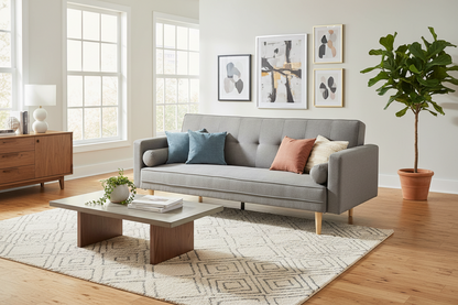Madison Sofa Bed Lounge Couch Futon Furniture Home Light Grey Linen Suite
