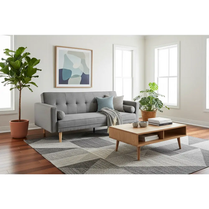 Madison Sofa Bed Lounge Couch Futon Furniture Home Light Grey Linen Suite
