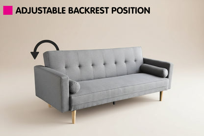 Madison Sofa Bed Lounge Couch Futon Furniture Home Light Grey Linen Suite