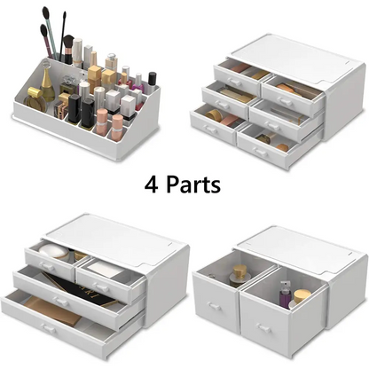 Makeup Cosmetic Organizer Storage with 12 Drawers Display Boxes (white) | White Plastic Makeup Organizer Multiple