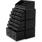 Makeup Cosmetic Organizer Storage with 12 Drawers Display Boxes (black) | Black Plastic Makeup Organizer Multiple