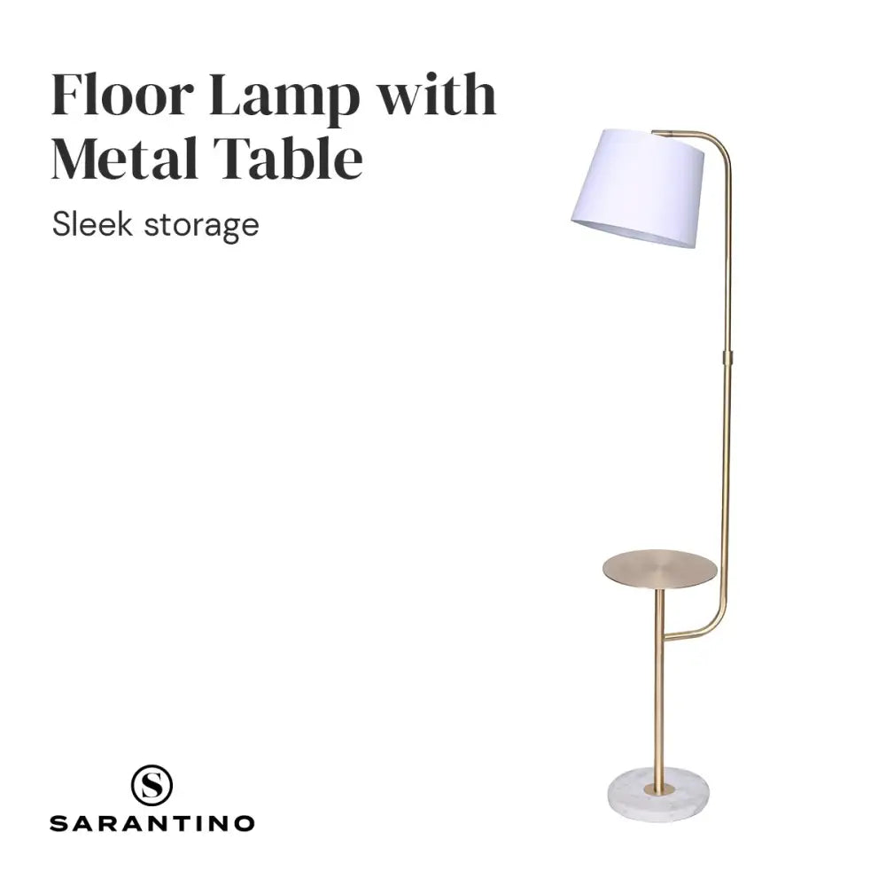 Marble & Metal End Table Top Floor Lamp