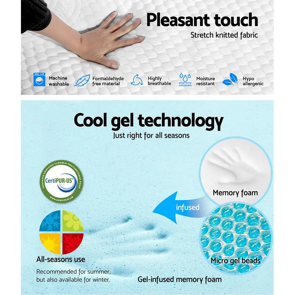 Memory Foam Mattress Bed Cool Gel Non Spring 21cm Queen