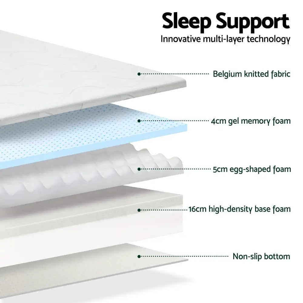 Memory Foam Mattress Bed Cool Gel Non Spring 25cm King Single