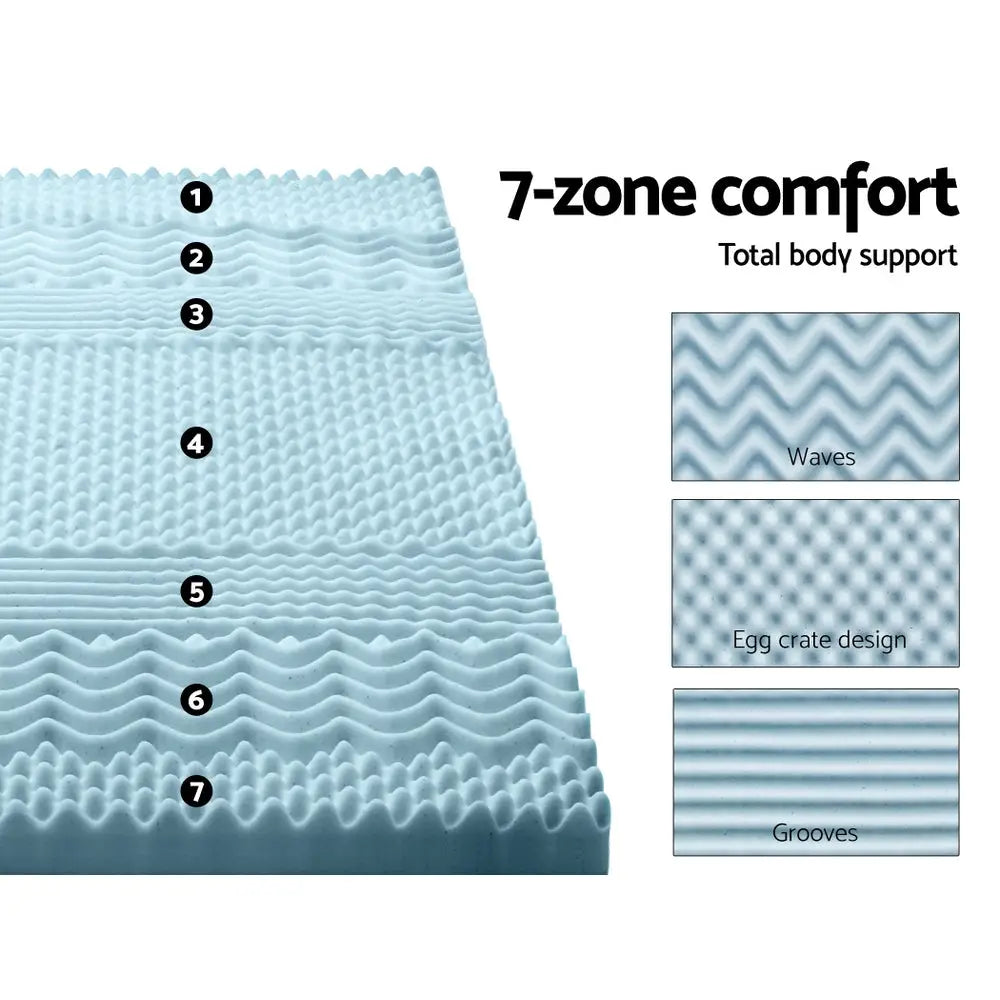 Memory Foam Mattress Topper 7-zone 8cm Single
