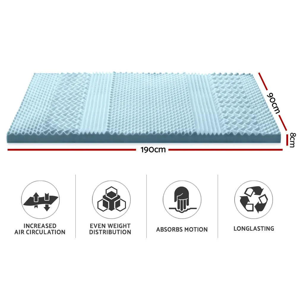 Memory Foam Mattress Topper 7-zone 8cm Single