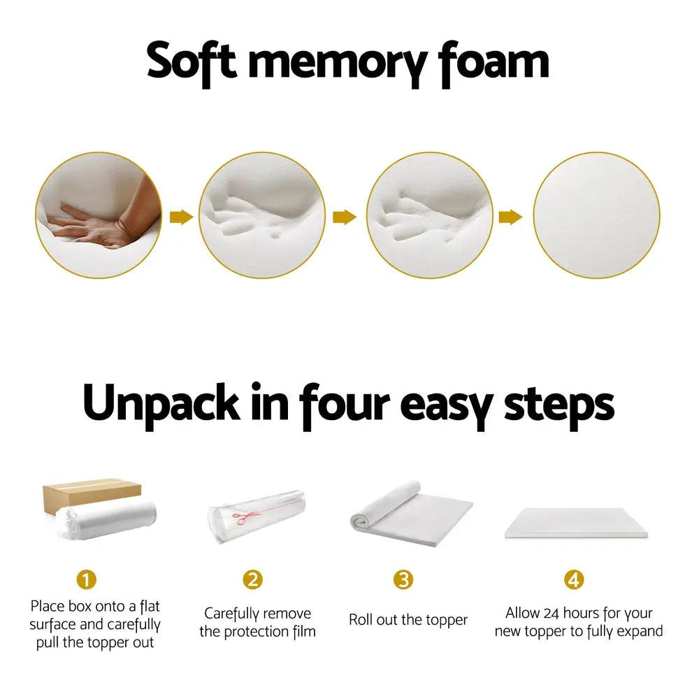 Memory Foam Mattress Topper 7-zone Airflow Pad 8cm King White