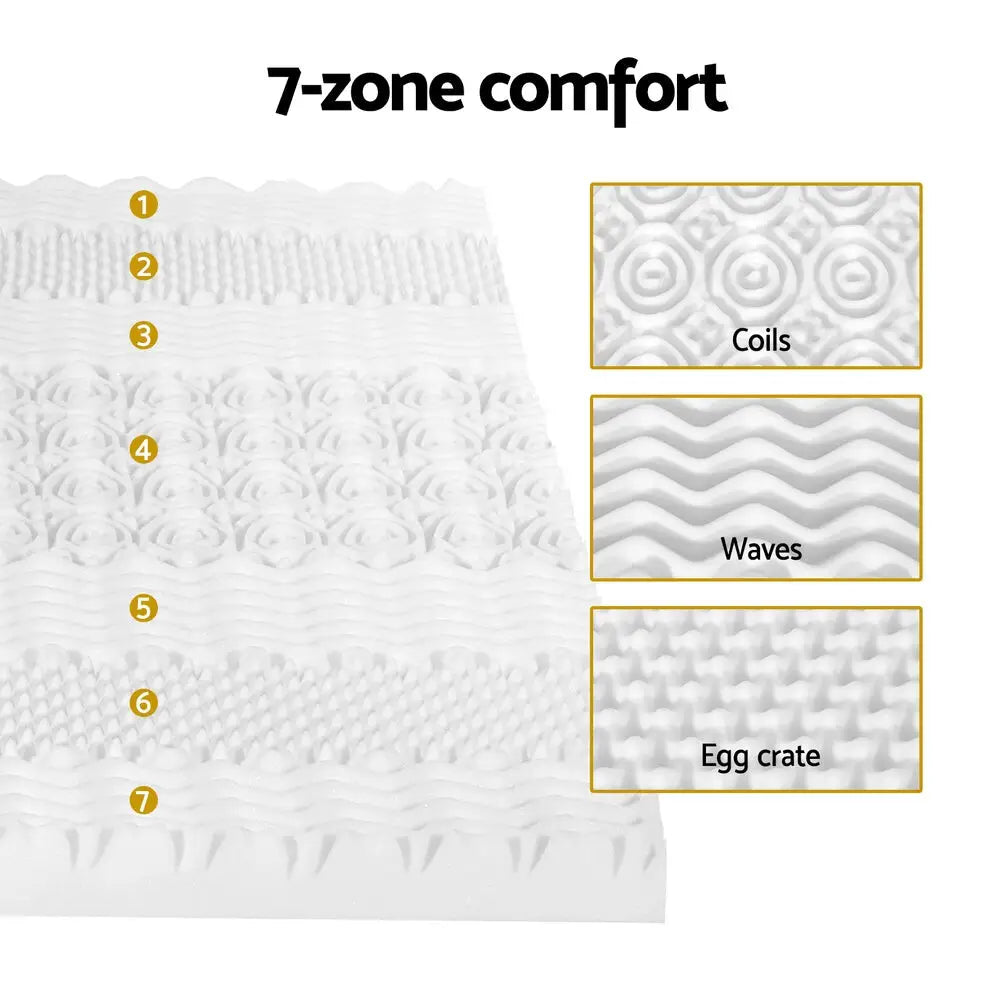 Memory Foam Mattress Topper 7-zone Airflow Pad 8cm King White