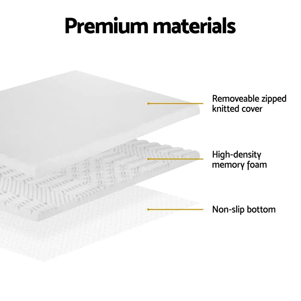 Memory Foam Mattress Topper 7-zone Airflow Pad 8cm Single White