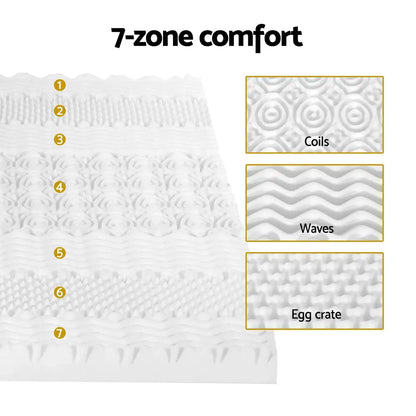 Memory Foam Mattress Topper 7-zone Airflow Pad 8cm Single White