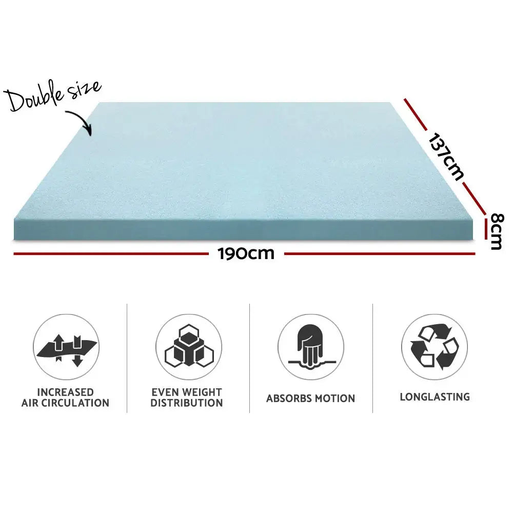 Memory Foam Mattress Topper Cool Gel 8cm Double