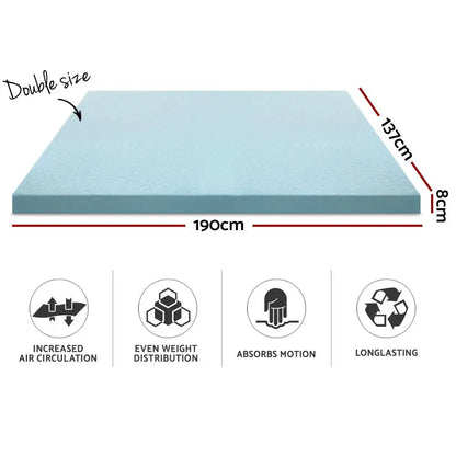 Memory Foam Mattress Topper Cool Gel 8cm Double