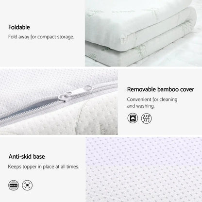 Memory Foam Mattress Topper Cool Gel Bed Mat Bamboo 10cm Double