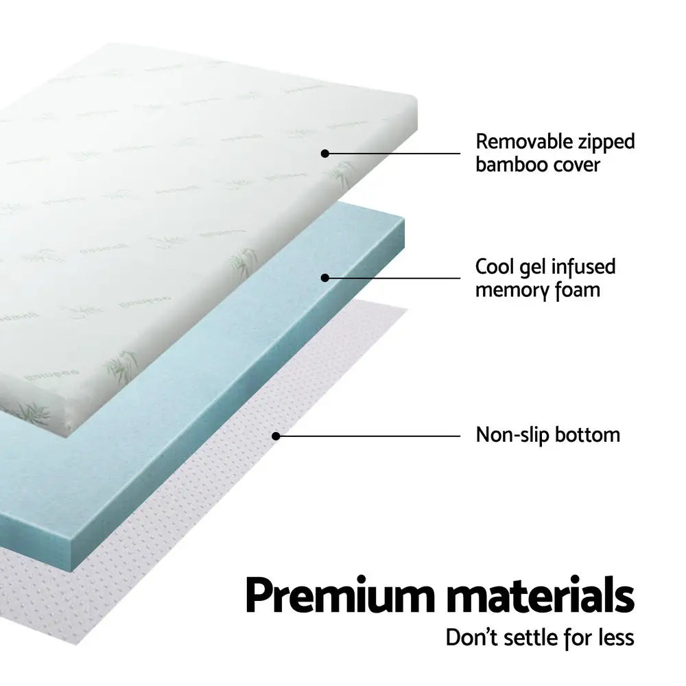 Memory Foam Mattress Topper Cool Gel Bed Mat Bamboo 10cm King