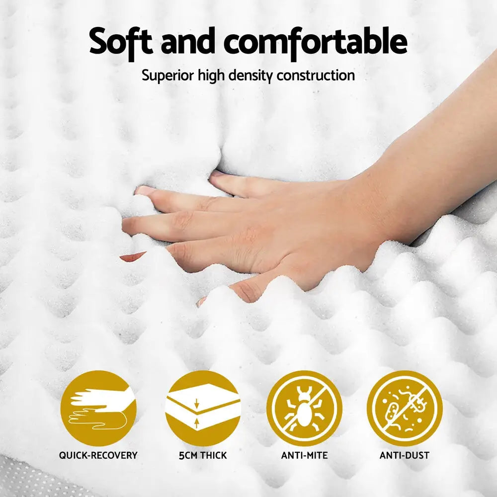 Memory Foam Mattress Topper Egg Crate 5cm King Single