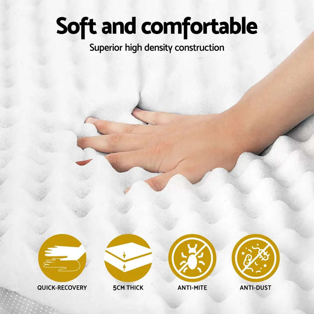 Memory Foam Mattress Topper Egg Crate 5cm King Single