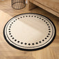 Meragh White Modern Round Area Rug with Geometric Black and Pattern