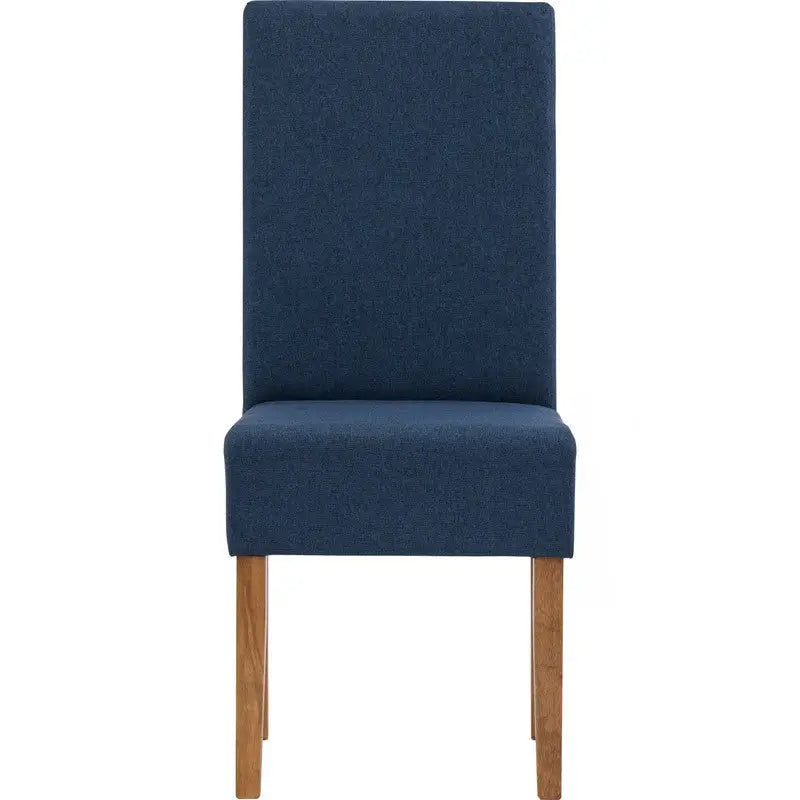 Mesi Dining Chair X2 - Natural Colour Legs Blue Challis Fabric Upholstery