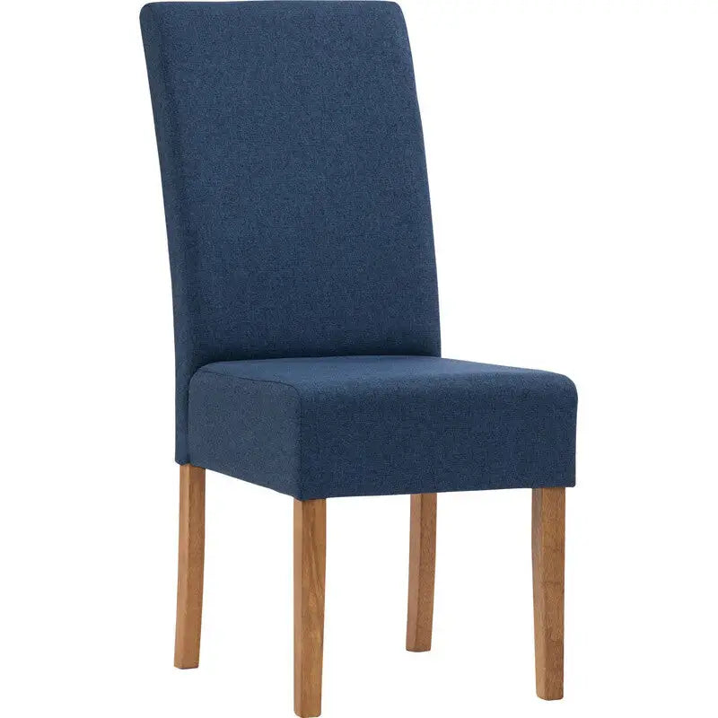Mesi Dining Chair X2 - Natural Colour Legs Blue Challis Fabric Upholstery