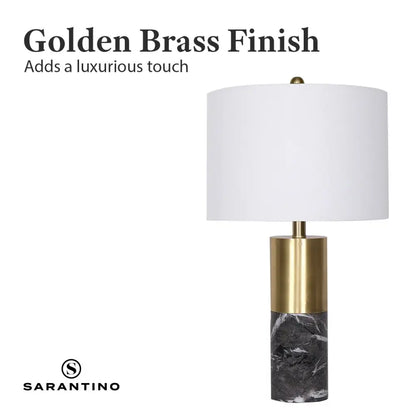 Metal and Marble Table Lamp in Black