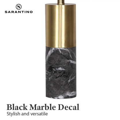 Metal and Marble Table Lamp in Black
