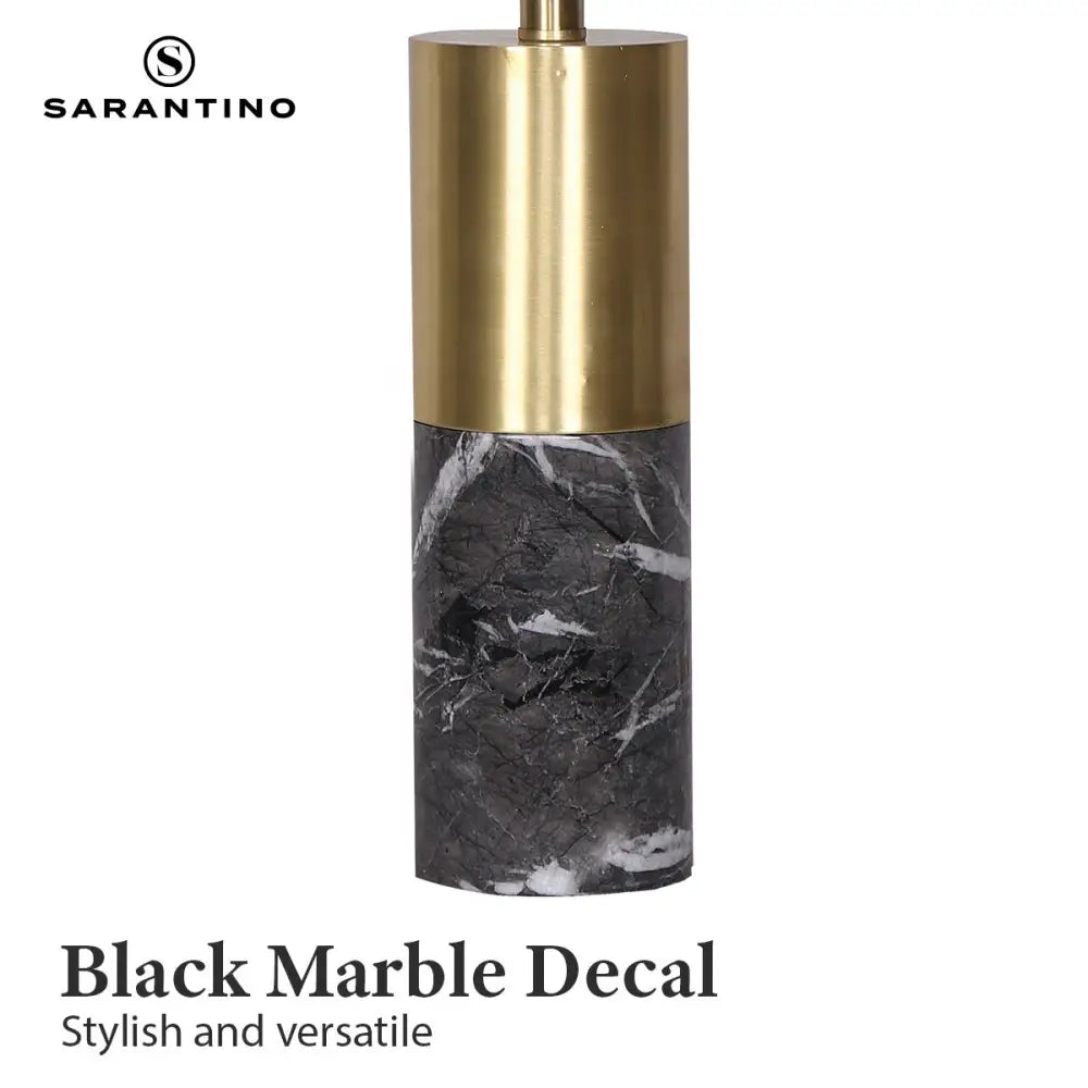 Metal and Marble Table Lamp in Black
