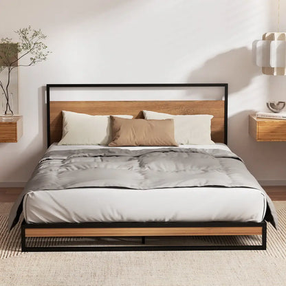 Metal Bed Frame Double Size Beds Platform with Mattress