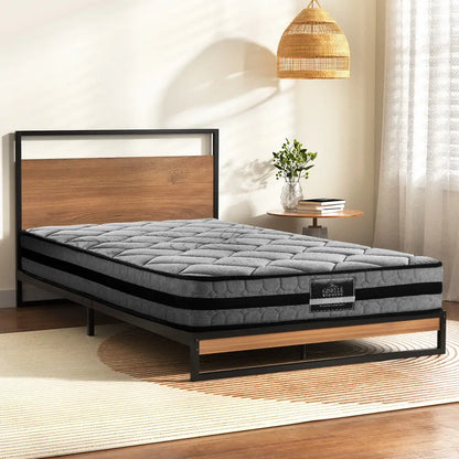 Metal Bed Frame King Single Size Beds Platform with Mattress